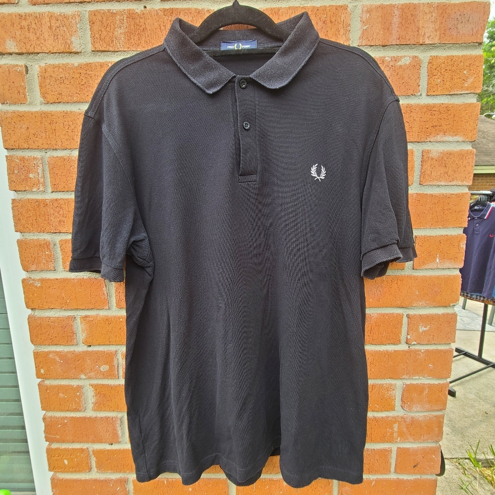 Made In China Solid Black Fred Perry Shirt In Mens XL Beige Khaki Wreath
